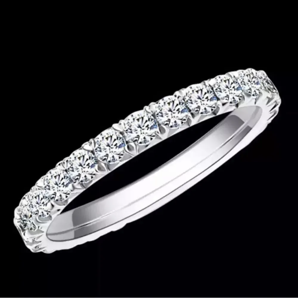 Round brilliant eternity wedding band